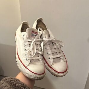 Converse White and Red Low-Top Shoes